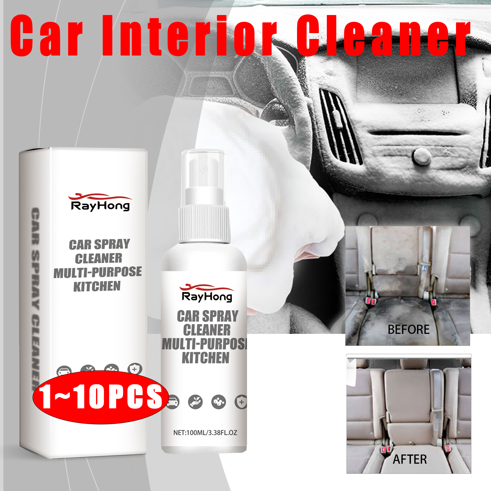 Leather Cleaner Interior - Multifunctional Foam Cleaner Leather Seat Cleaner