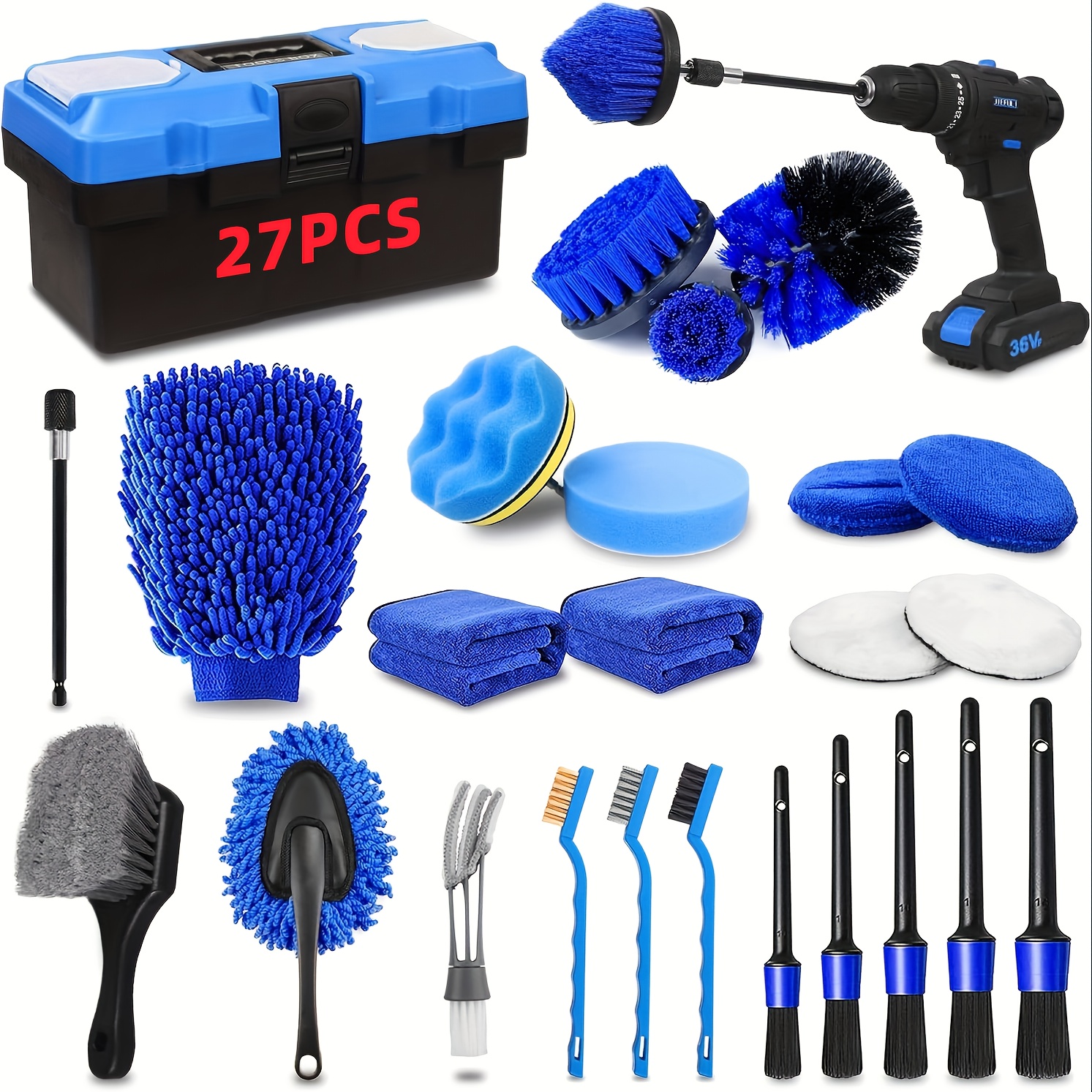 Interior Detailing Kit - 27pc Car Cleaning Kit, Interior Exterior