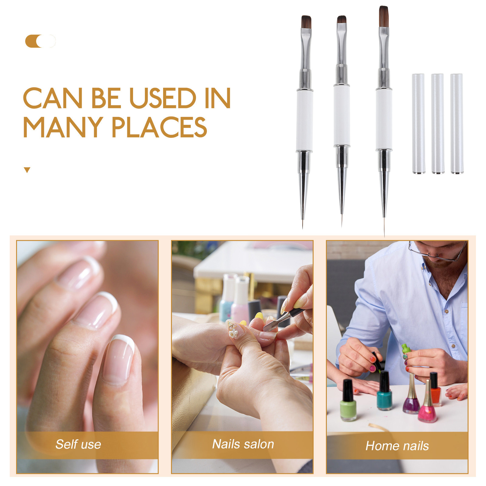 3Pcs Nail Art Brushes Set Dual - огляд і ціна Detailing Brush Set