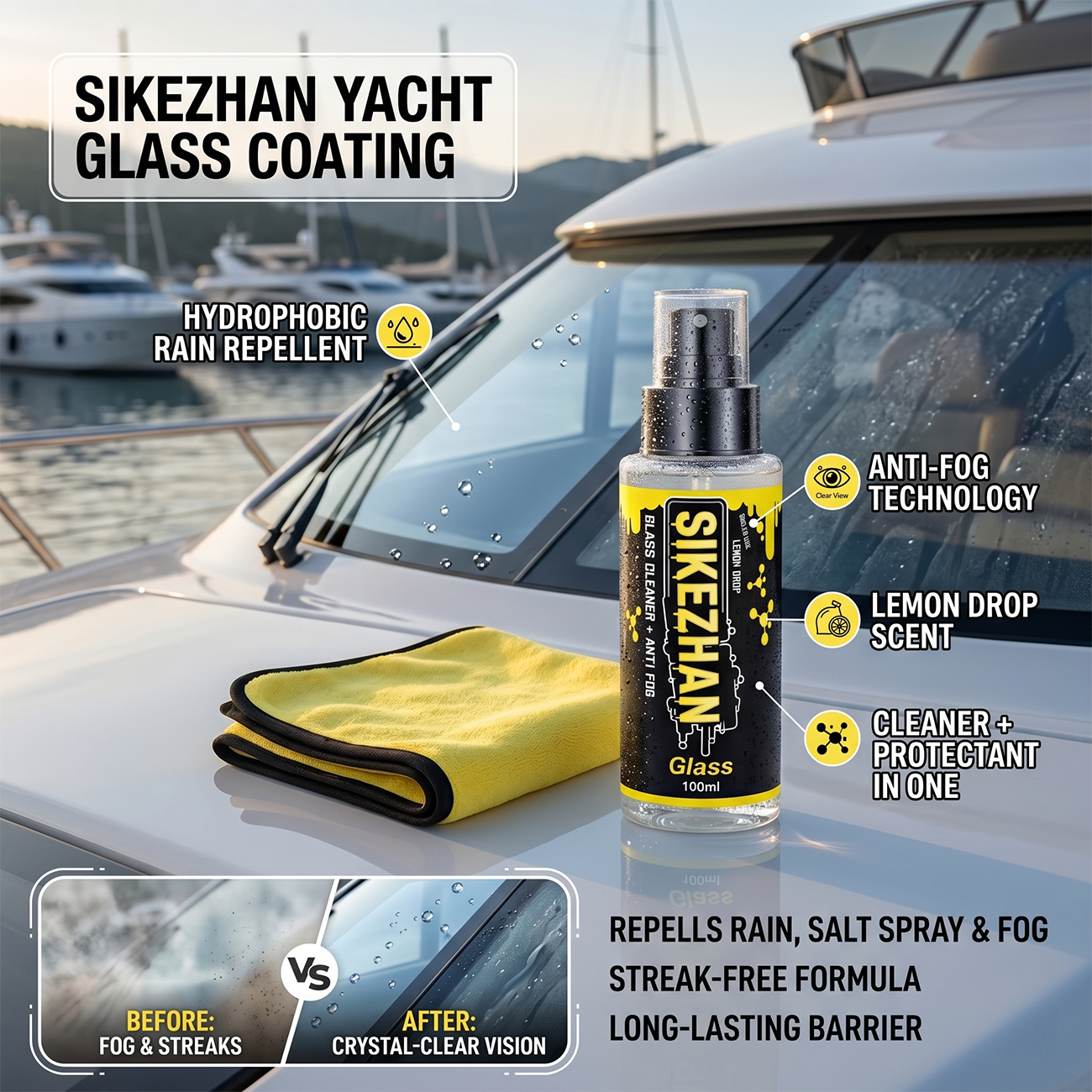 2-in-1 Anti-Fog Spray & Glass  - огляд і ціна Glass Cleaner Streak