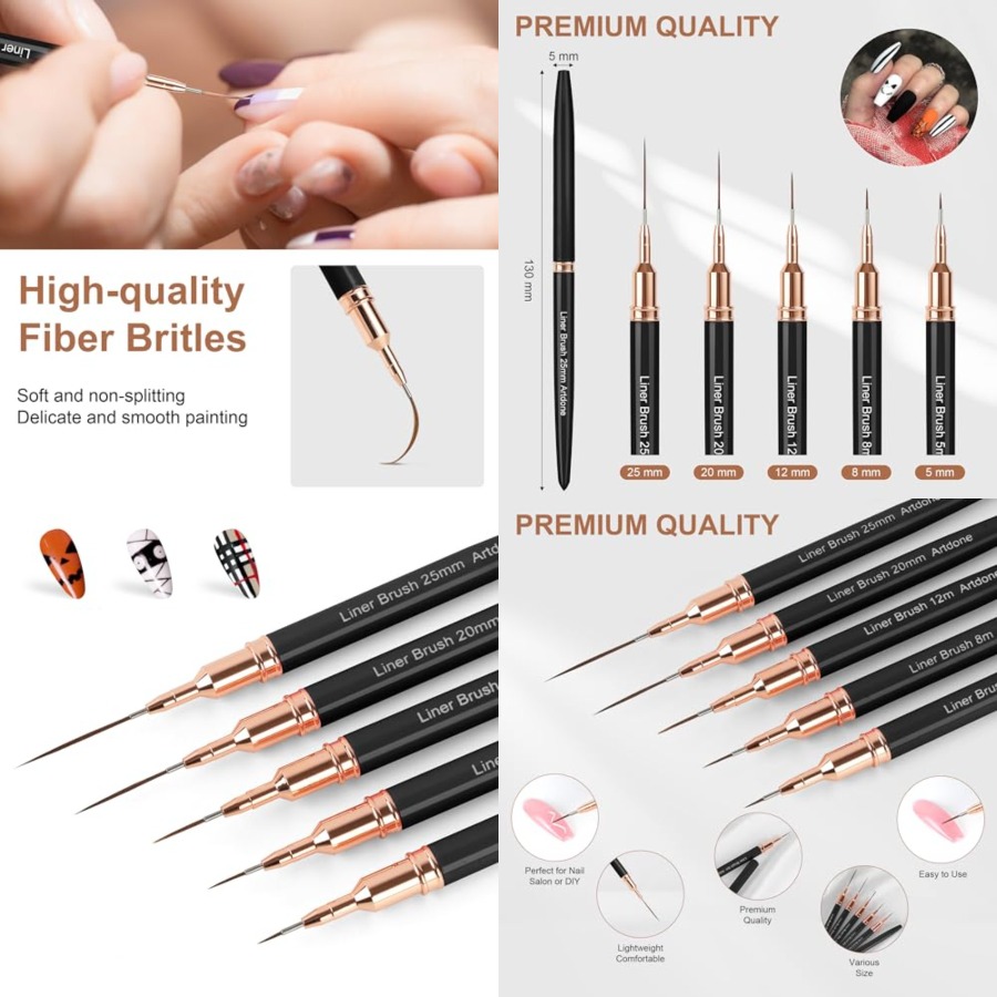 Metallic Nail Art Pens, Liner  - огляд і ціна Detailing Brush Set