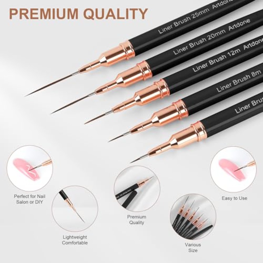 Metallic Nail Art Pens, Liner  - огляд і ціна Detailing Brush Set