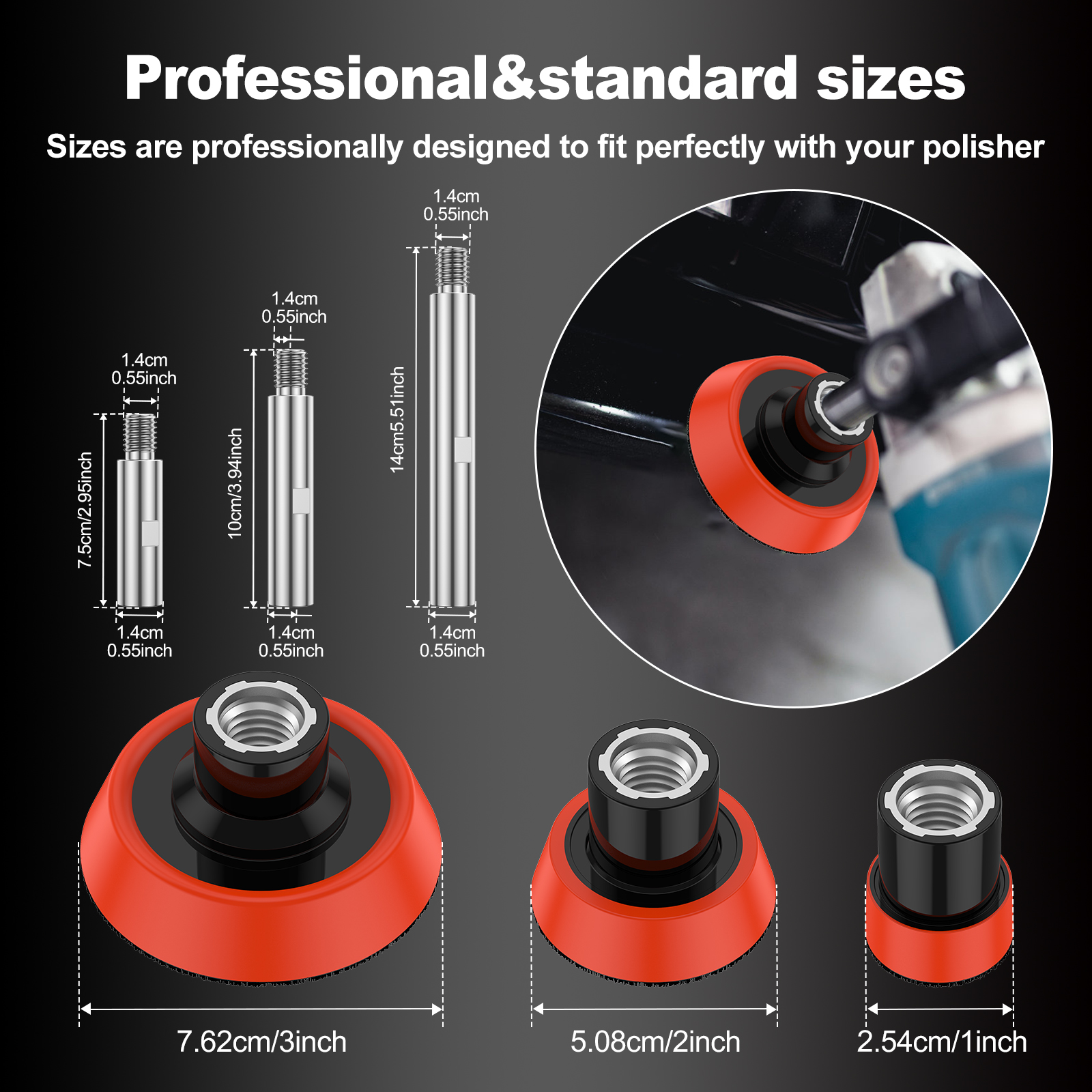 M14 Thread Polisher Extension  - огляд і ціна Polish Pad Set Buffer