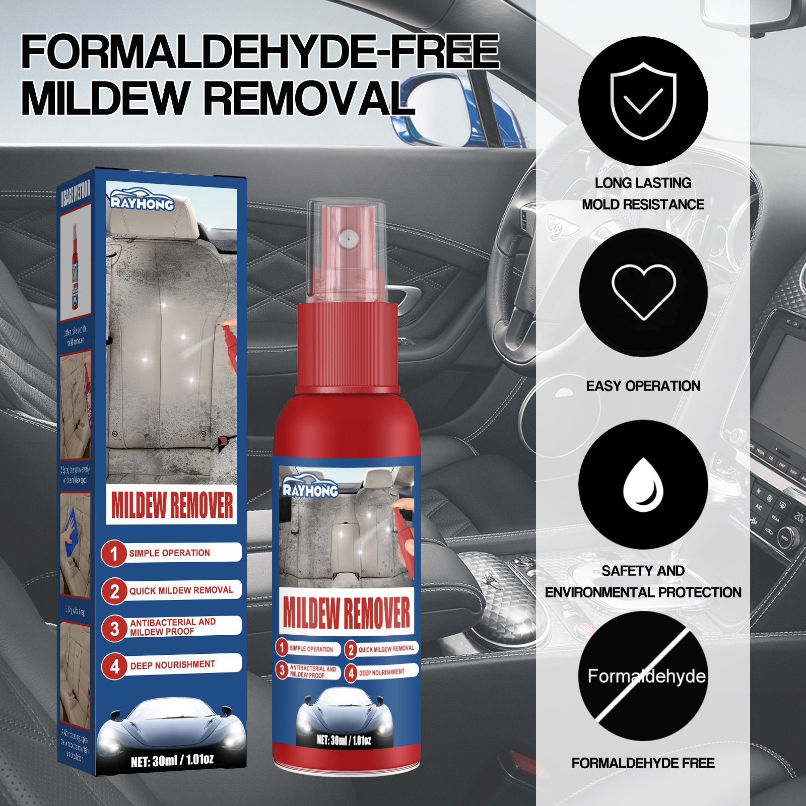 Car Mildew Remover Spray Multi - огляд і ціна Seat Cleaner Fabric